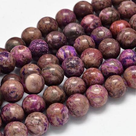 Dyed Natural Ocean Agate/Ocean Jasper Round Beads Strands G-E331-29A-1