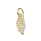 Brass Micro Pave Clear Cubic Zirconia Charms, with Jump Ring, Wing Charm, Real 18K Gold Plated, 12x5x1.5mm, Hole: 3mm