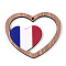 French Theme Printed Wood Pendants, Heart, Colorful, 37~37.5x44.5x2.5mm, Hole: 1.6mm