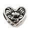 316 Surgical Stainless Steel  Hollow Out Beads, Heart with Twelve Constellations, Cancer
, Cancer, 10x12x6.5mm, Hole: 4mm