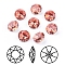 Pointed Back & Back Plated Glass Rhinestone Cabochons, Grade A, Faceted, Flat Round, Padparadscha, 8x4.5mm