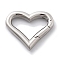 304 Stainless Steel Spring Ring Clasps, Heart, Stainless Steel Color, 17x19.5x3mm