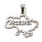 Non-Tarnish 304 Stainless Steel Pendants, Laser Cut, Ukraine Map with Word Ykpaiha Charm, Stainless Steel Color, 24x29x1mm, Hole: 5x3mm