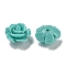 Synthetic Shell Dyed Carved Beads, Flower, Half Hole, Turquoise, 9.5x6.3mm, Hole: 1mm