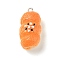 Resin Imitation Food Pendants, Cartoon Bear Bread Charms with Platinum Plated Iron Loops, Food, 15x14mm, Hole: 2mm