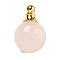 Natural Rose Quartz Perfume Bottle Pendants, with 304 Stainless Steel Findings, Round, 25x16mm, Hole: 2mm