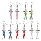 304 Stainless Steel Fairy Dangle Earrings, Glass Seed & Acrylic Pearl Long Drop Earrings, Mixed Color, 55.5x14mm