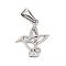 Tarnish Resistant 304 Stainless Steel Pendants, Bird, Stainless Steel Color, 20x16.5x1mm, Hole: 3x7.5mm