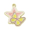 Alloy Enamel Pendants, Golden, Star Charm, Butterfly, 28x24x1.5mm, Hole: 1.5mm