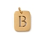 304 Stainless Steel Charms, with Jump Ring, Golden, Rectangle with Letter Charm, Letter B, 12.5x9.5x1.5mm, Hole: 3mm