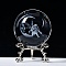 Carving Crystal Ball, Glass Sphere Decoration, with Platinum Tone Alloy Stand, Clear, Fairy, 60mm