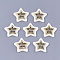 Opaque Acrylic Pendants, with Alloy Findings, Star with Word Love, Light Gold, Creamy White, 29x30x4mm, Hole: 2mm