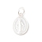 999 Fine Silver Oval with Virgin Religious Medal Charms with Jump Rings, Silver, 14.5x9x1.5mm, Hole: 3.5mm