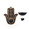 Wooden Hamsa Hand Shelf for Crystals, Witchcraft Floating Wall Shelf, Candle Holder, Black, 300x250mm