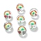 10Pcs Transparent Glass Enamel Beads, Hand Drawn Beads, Round with Rainbow, Clear, 13x12mm, Hole: 1.8mm