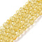 Transparent Glass Beads Strands, Faceted(32 Facets), Rondelle<P>Please Note: Because these beads are made in different batches, the color could be slightly different from one batch of beads to the next, Light Khaki, 8x6.5mm, Hole: 1.2mm, about 63pcs/strand, 15.55''(39.5cm)