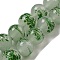 Handmade Lampwork Beads Strands, Round with Leaf, Green, 12~12.5x11~11.5mm, Hole: 1.2~1.5mm, about 45pcs/strand, 19.96 inch(50.7cm)