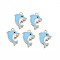 Alloy Enamel Pendants, Cadmium Free & Nickel Free & Lead Free, Light Gold, Dolphin, Light Sky Blue, 21x15x2mm, Hole: 1.8mm