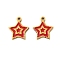 Ion Plating(IP) 304 Stainless Steel Enamel Charms, Real 18K Gold Plated, Star Charm, Red, 12x10.5x1.5mm, Hole: 1mm