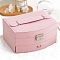 Velvet Jewelry Organizer Storage Drawer Boxes with Handle, for Necklaces Rings Bracelets, Rectangle, Pink, 20x16x10cm