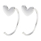 999 Sterling Silver Pull Through Earrings, Silver, Heart, 12x5mm