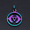 Chakra Theme Ion Plating(IP) 201 Stainless Steel Charms STAS-T054-JN403Q-1-1