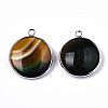 Natural Banded Agate Pendants G-N326-87A-02-2