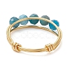 Natural Round Apatite Beaded Finger Rings RJEW-TA00118-02-4