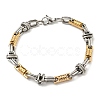 Ion Plating(IP) Two Tone 304 Stainless Steel Column & Oval Link Chain Bracelet BJEW-B078-30GP-1