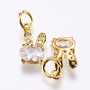 Brass Micro Pave Cubic Zirconia Bunny Charms X-RB-I077-19G-RS-2