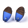 Transparent Resin & Walnut Wood Stud Earring Findings MAK-N032-010A-A01-2