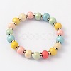 Children's Day Gift Dyed Drum Wood Beaded Kids Necklaces & Stretch Bracelets Jewelry Sets SJEW-JS00859-4