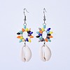 Glass Seed Beads Dangle Earrings EJEW-JE03048-1