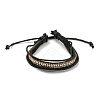 Braided PU Leather & Waxed Cords Multi-strand Bracelets BJEW-P329-09-2