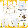 Brass Honeycomb & Yellow Quartz Chip Pendant Decorations HJEW-WH0069-33-3