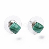 Natural Malachite Ear Studs EJEW-K091-01P-03-2