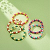 5Pcs 5 Colors Column Polymer Clay Stretch Beaded Bracelets BJEW-JB08765-6