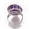 Adjustable Natural Amethyst Finger Rings RJEW-L090-B08-3