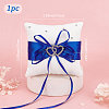 Tribute Silk Wedding Ring Pillow with Polyester Ribbon and Alloy Heart DIY-WH0325-48B-2