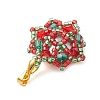 Christmas Glass Rhinestone & Seed Bead Pendants PALLOY-MZ00252-4