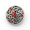 Antique Silver Zinc Alloy Rhinestone Flat Round Hollow Jewelry Snap Buttons SNAP-L002-15B-NR-1