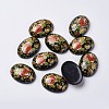 Printed Flower Picture Resin Cabochons GGLA-K001-18x25mm-07-1