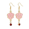 Enamel Peony with Rhinstone Dangle Earrings EJEW-JE05131-02-1