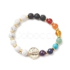 Natural & Synthetic Mixed Gemstone & Brass Virgin Mary Beaded Stretch Bracelet for Women BJEW-JB09323-1