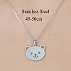 201 Stainless Steel Hollow Bear Pendant Necklace NJEW-OY001-96-3