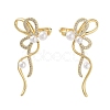 Bowknot Brass Micro Pave Cubic Zirconia Cuff Earrings for Women EJEW-E310-04G-1