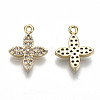Brass Micro Pave Clear Cubic Zirconia Charms KK-S354-244-NF-2