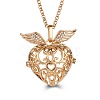 Gold Angel Wing Alloy Cage Pendant Necklaces MF5762-5-1