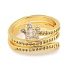 Rack Plating Brass Micro Pave  Clear Cubic Zirconia Rings for Women RJEW-S392-06G-2