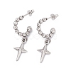 304 Stainless Steel Ring with Star Dangle Stud Earrings EJEW-B018-03P-1